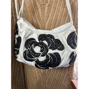 Vintage Rita Diane For Mylinka Purse White Black 80's Large Glam Festival Retro